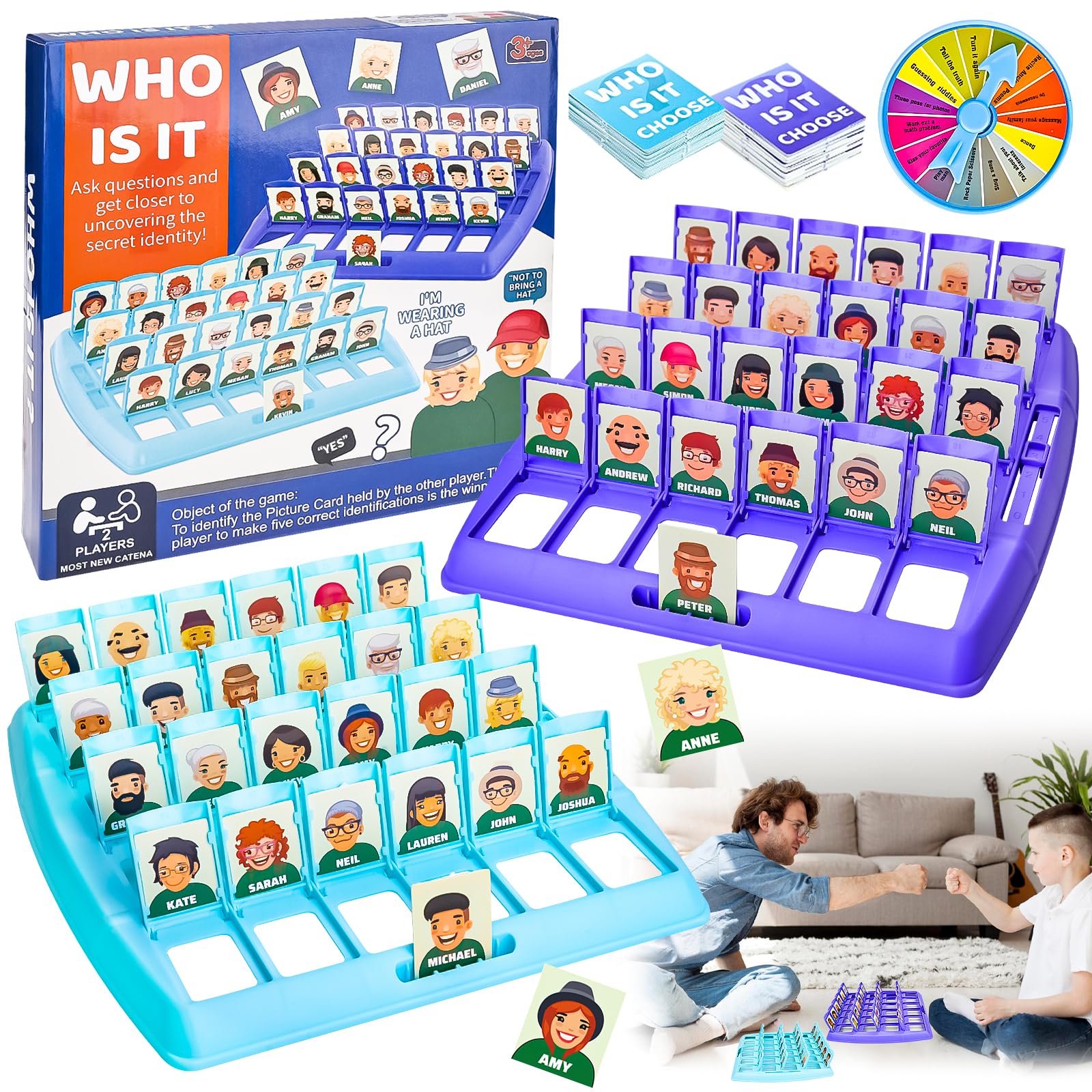 Guess Who? Funny Family Guess Who Game, Guess Who Board Game, Who Am I Game for Kids, Family Time Games for 2 Players Easy Setup Travel Game for Fun