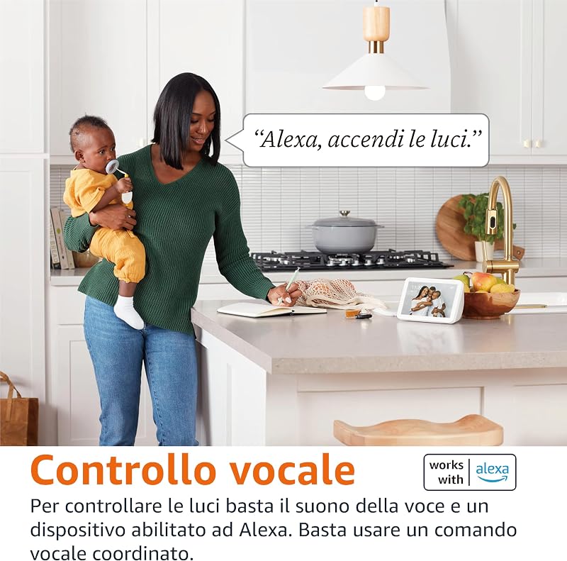 Lampadina LED intelligente, dimmerabile, attacco E27, bianco caldo, 8W (60W Equivalent), compatibile solo con Alexa, 2 confezione
