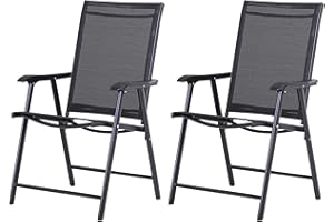 Outsunny 2-Piece Folding Dining Chair Set for Relaxing on Patio, Balcony, or Garden, Comfortable Outdoor Furniture with Armre