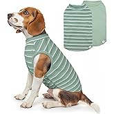 KYEESE 2Pack Waffle Dog Shirts Stretchy Dog T-Shirts Lightweight Dogs Tank Top Sleeveless Striped Dogs Shirt Vest Breathable, XX-Large, Green+Striped