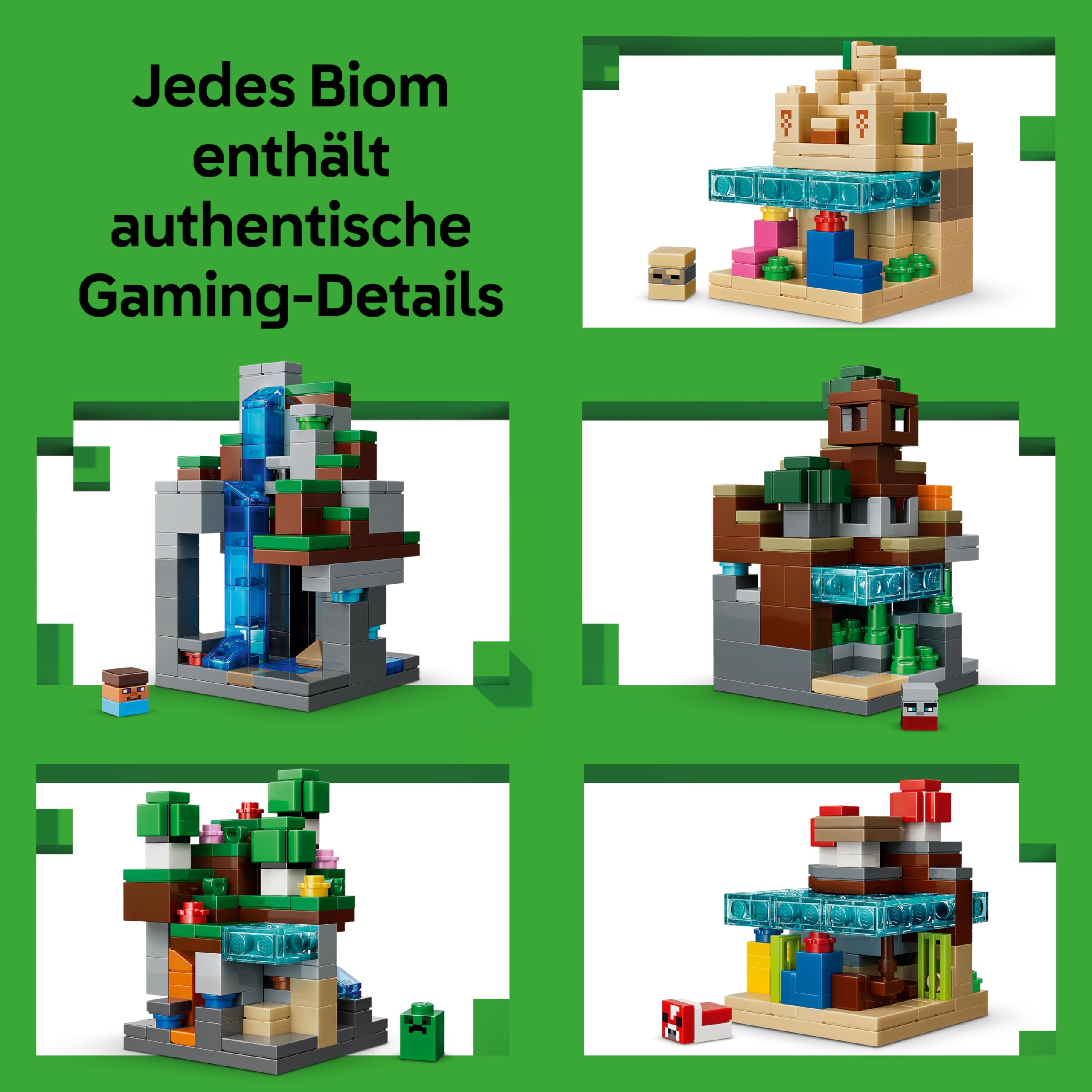 LEGO Minecraft Mini-Biome - DIY Deko Set - 3D Puzzle mit 5 Mikrofiguren - Kreatives Spielset zum Bauen und Sammeln - Gamer Geschenk für Jungen, Mädchen und Teenager ab 12 Jahren - 21589 3