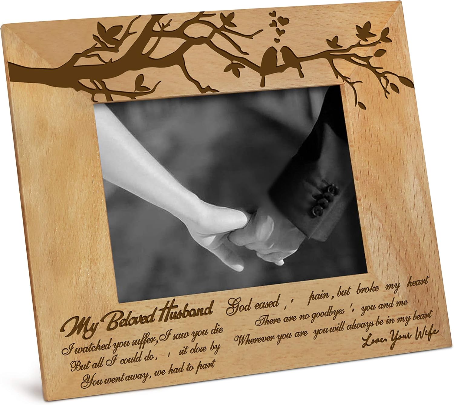 Personalized Wood Picture Frame to My Husband Engraved Natural Wood