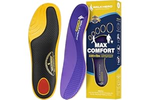 WALK·HERO COMFORT AND SUPPORT WalkHero 220+ lbs Medium Arch Support Inserts,Heavy Duty Plantar Fasciitis Insoles for Men Women,Orthotic Inserts for Pain Relief,Work Insole with Heel Cushioning Mens 11-12.5 | Womens 13-14.5