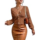 SISKIN Wrap Sweater Cropped Top Bell Sleeve Wrap Pullover Tie Front Elegant Sweaters for Women