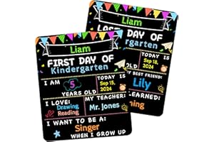 CHAMBOM First Day of School Sign - First Day of School Board, Back to School Sign, Double-Side Reusable Chalkboard for Kids, 10" x 12", First Day Of Kindergarten Preschool 1st Grade School Supplies Photo Prop