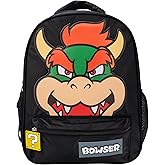 AI ACCESSORY INNOVATIONS Super Mario Bowser Backpack for Boys & Girls, 16 Inch Nylon Twill Big Face Schoolbag, Black