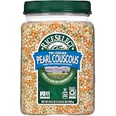 RiceSelect Tri-Color Pearl Couscous, Israeli-Style Couscous Wheat Pasta | Small oven-toasted pasta pearls, spinach and paprika flavored, non-GMO, kosher, ideal for Mediterranean meals, 24.5-ounce jar