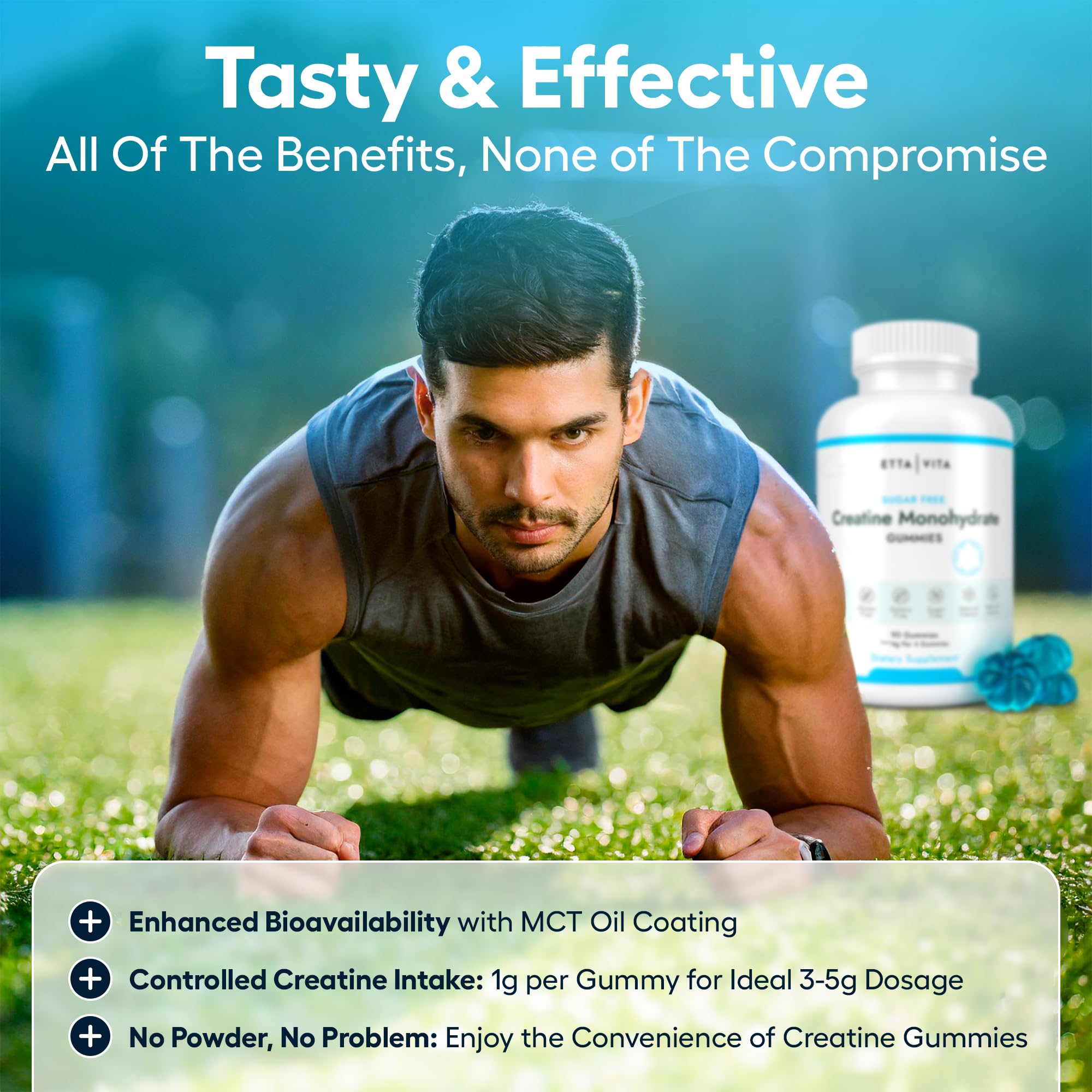 Sugar-Free Creatine Monohydrate Gummies (5g Per Packet) - Potent Creatine Gummies for Men & Women, Supplement for Muscle Support, Cognitive Function - Non-GMO, Gluten-Free, Mucuna Pruriens