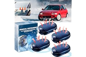 Weraeraw 4pcs AntiFreeze Electromagnetic Car Snow Removal Device, Solar Powered, Portable Car Defroster, White with Blue Acce