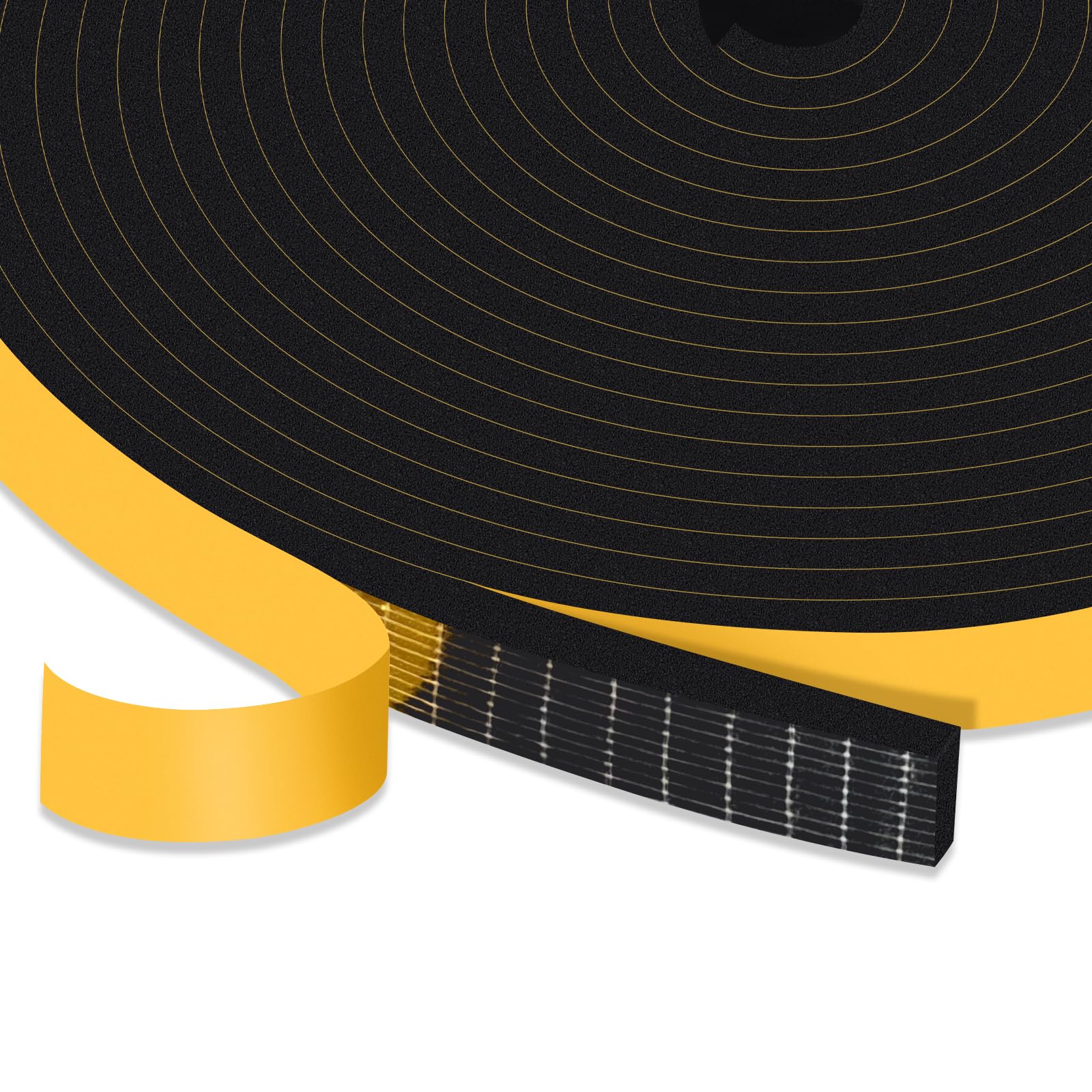 YIMIKI Draught Excluder Weather Stripping 12mm(W) x 3mm(T),High Density Foam Weather Stripping Seal Tape,Windows Doors Insulation Seal Tape,Soundproof Shockproof House Sealing,3 Rolls, Total 15M Long