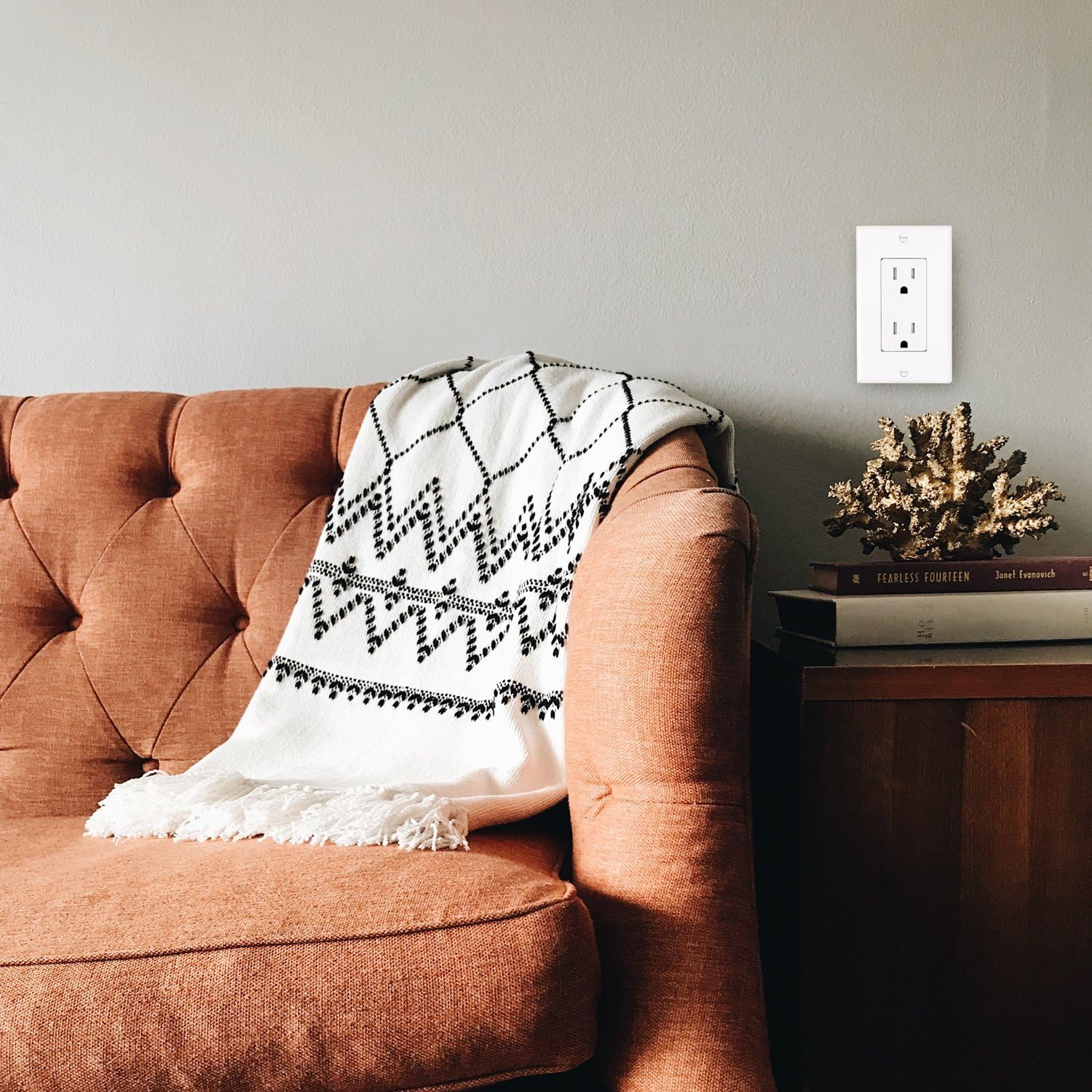 AbboTech 15A Tamper Resistant Duplex Receptacle Standard Wall Outlet Decorative Electrical Outlet, Child Proof Safety, Wall Plates Included, White, UL listed. - - 