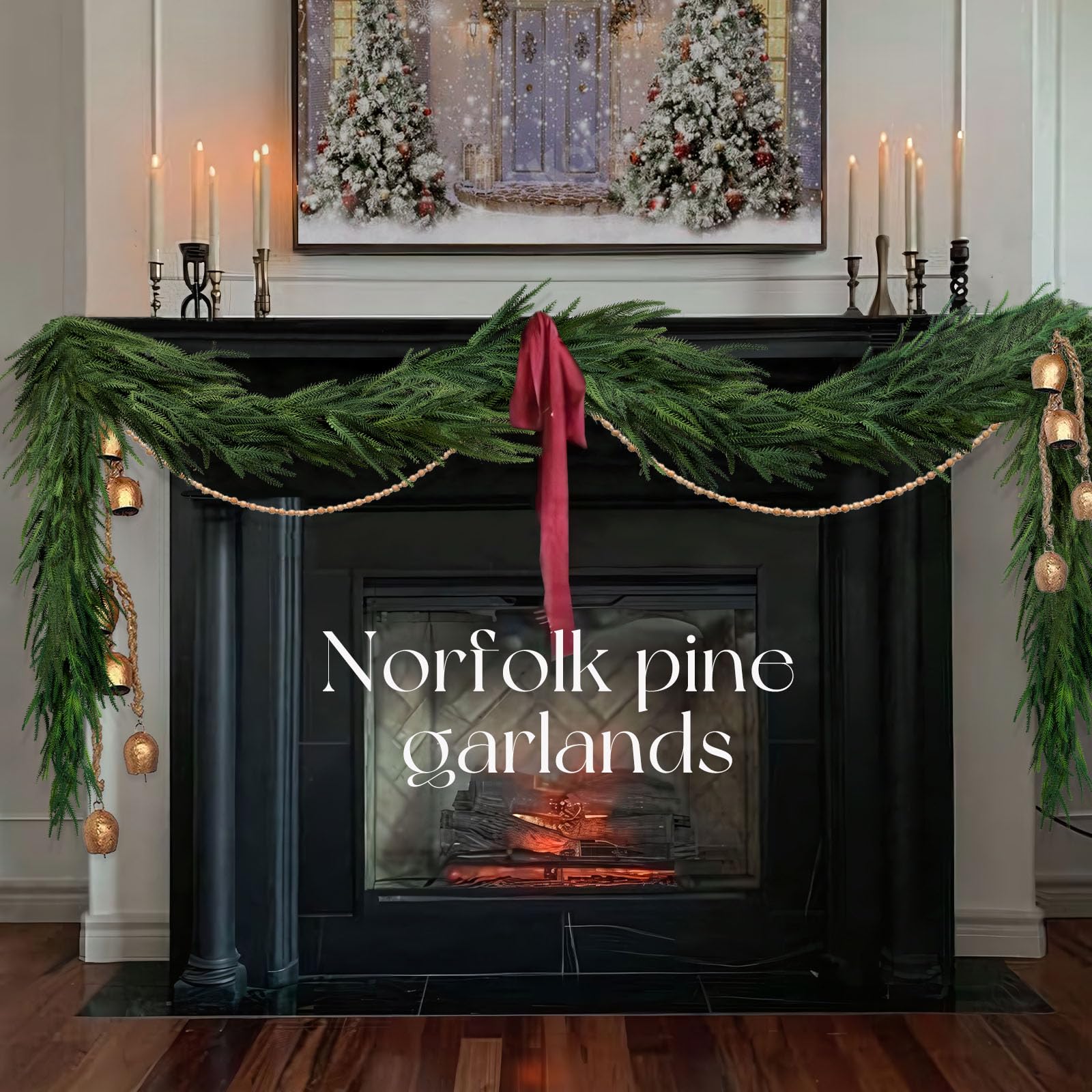 thumbnail image 2 of 6ft Artificial Norfolk Pine Garland – Real Touch Greenery For Christmas Wedding Decor 2 of 5