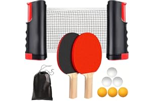 Portable Ping Pong Paddle Set with Retractable Net & Backpack - Table Tennis Racket Set for Indoor and Outdoor Play - Compati