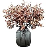 JAKY-Global Babys Breath Silk Artificial Flowers 6 Bundle European Fake Flowers Decor Wedding Party Fall Stems Decoration Bouquets DIY Home Garden,Farmhouse,Living Room Decor (Beige Brown-6pcs)