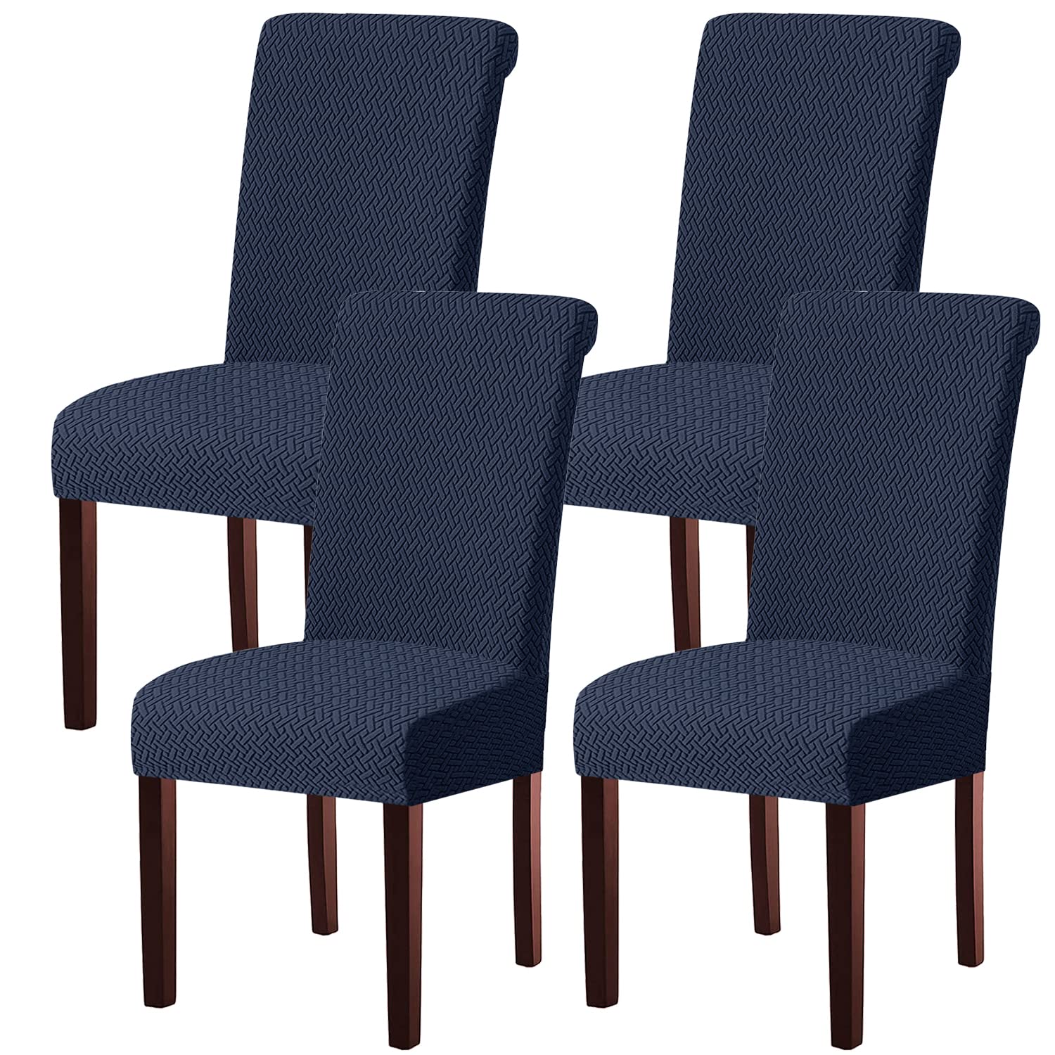 KELUINA Dining Room Chair Covers Slipcovers Set of 2 or 4 or 6, Stretch Removable Washable Dining Chair Protector Decoration Cover Seat Slipcover for Hotel,Kitchen,Home(Navy,4 Pcs)