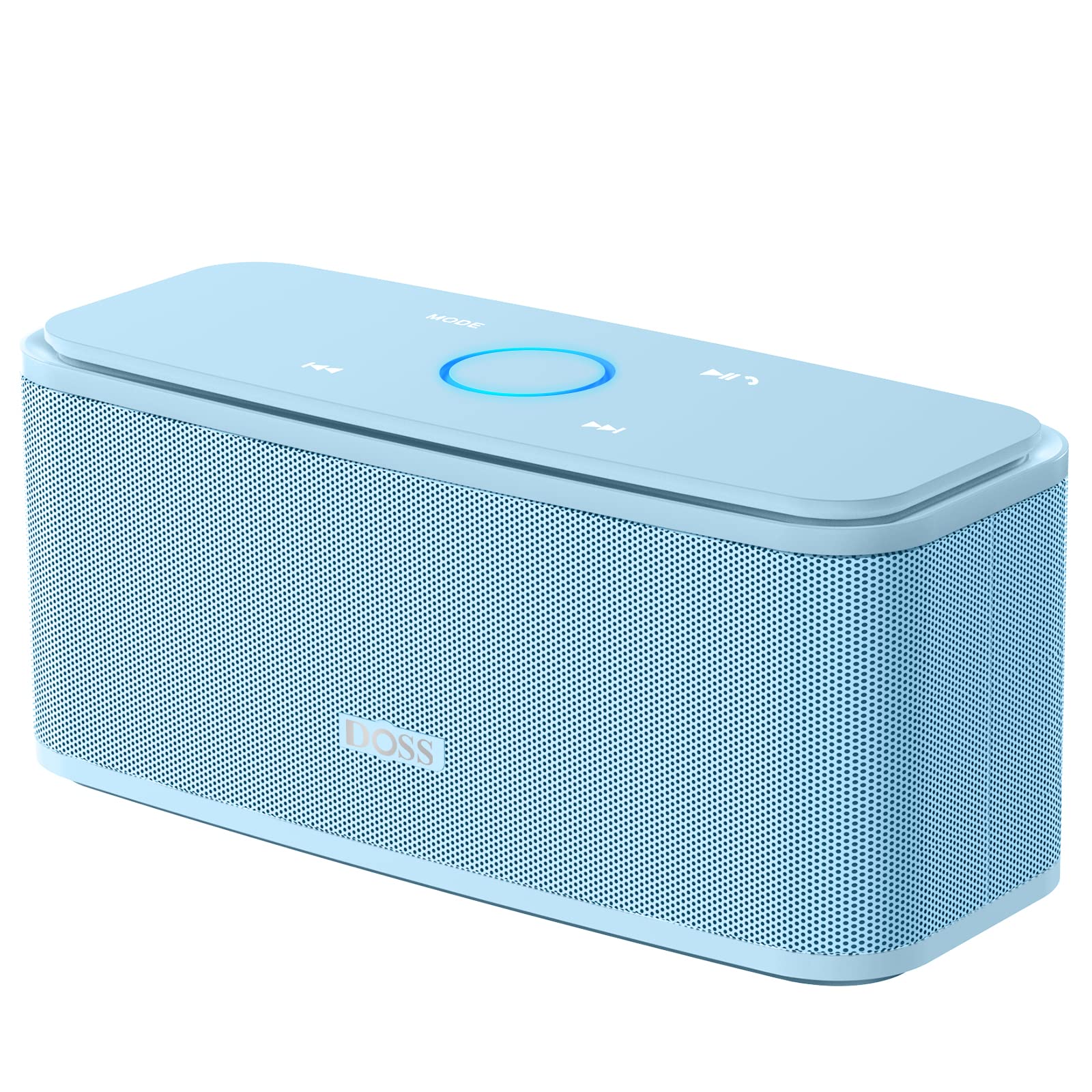 DOSS SoundBox Touch Wireless Bluetooth Speaker-12W HD Sound with Rich Bass, IPX5 Waterproof, 20H Playtime, Handsfree, for Gatherings, Home, Office, Outdoor, Travel-Light Blue Image