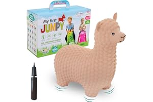 GERARDO'S Toys - Kids Bouncy Animal Hopper - Beige Alpaca | 23 x 9 x 20 in | Toys for Toddler Girls & Boys | Toddler Bouncy Animal Includes Hand Pump
