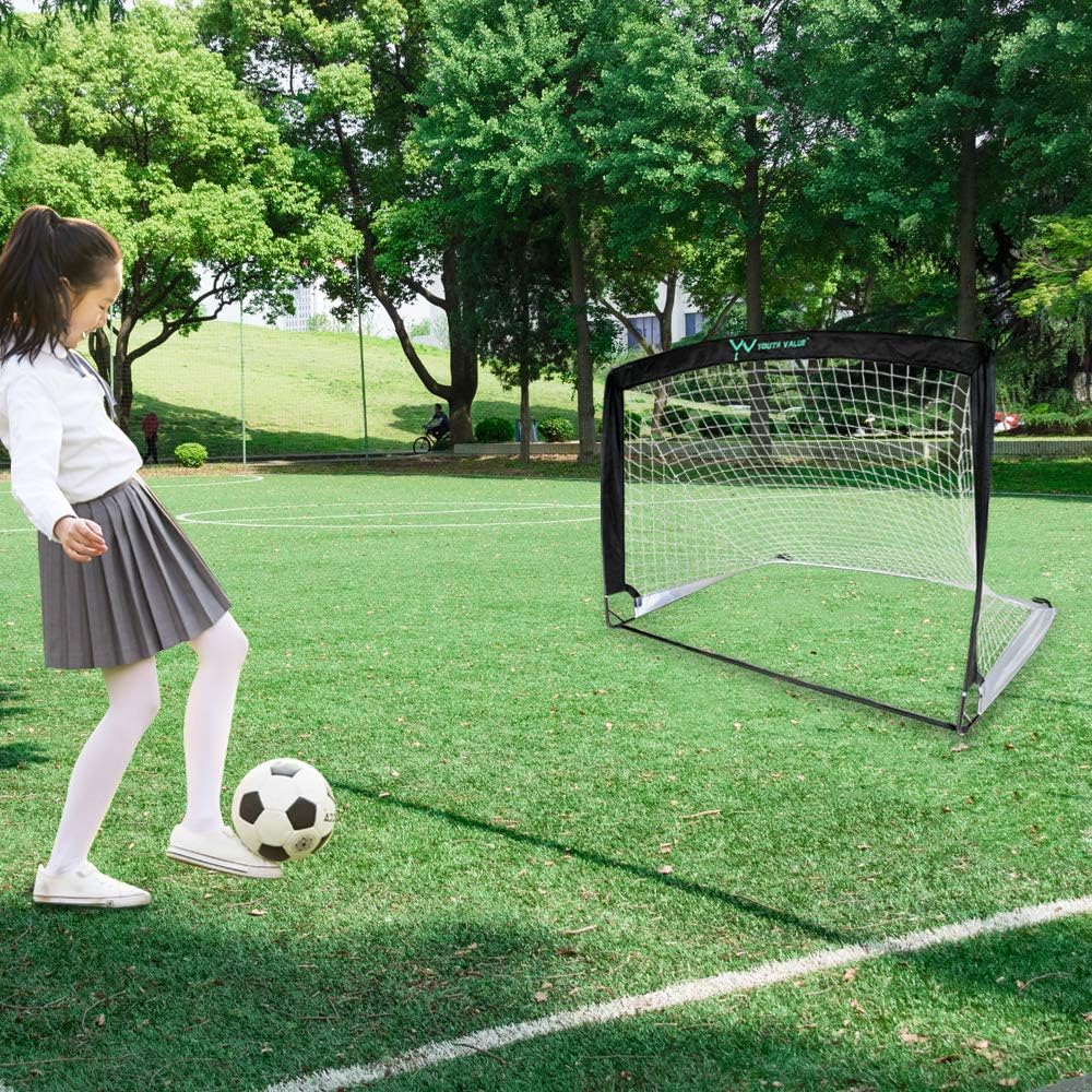 Youth Value Portable Soccer Goals, Instant Set-Up, Easy Fold-Up, 4'x3'x3', Set of 2 Soccer Goal Nets, Double Color Design : Sports & Outdoors