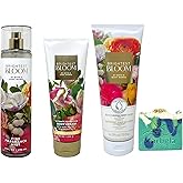 Bath & Body Works Brightest Bloom Fine Fragrance Mist, Body Cream and Moisturizing Body Wash Trio Gift Set with an Aloe Vera Bar Soap