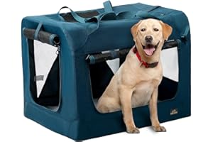 CANINE CANYON 36 Inch Collapsible Soft Large Dog Crate, 3 Door Portable Dog Crates for Large Dogs, Soft Sided Dog Kennel with Chew Proof Mesh Windows, Dog House Indoor & Outdoor, Travel Dog Crate