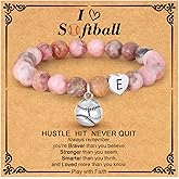C-leen Softball Valentines Gifts for Girls Women - Natural Beads Softball Bracelet Sports Accessories Stuff Valentines Day Birthday Jewelry Gifts for Ball Lover
