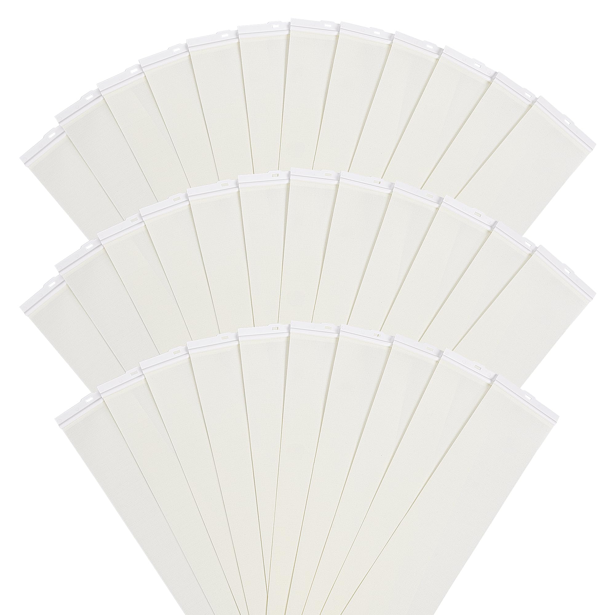 Photo 1 of LazBlinds Vertical Blinds Replacement Slats - Light Filtering Fabric Slats for Sliding Doors & Windows, Easy-Cut Polyester, White Texture (82.5" x 3.5", 34 Pcs)
