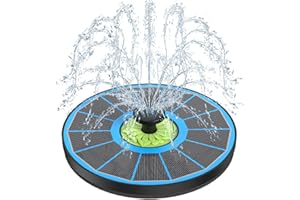 SZMP Solar Fountain 3.5W Bird Bath Fountains with Tender Green Flower 2024 Upgraded 100% Glass Panel, Solar Fountain Pump with 7 Nozzles, Solar Water Fountain for Hummingbirds, Garden, Pond (Blue)