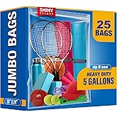 [PACK OF 25] Extra X-Large Big 5 Gallon Storage Bags For Food Prep, Travel, Organization, Moving or Storage, 2 Mil. Thick, 18
