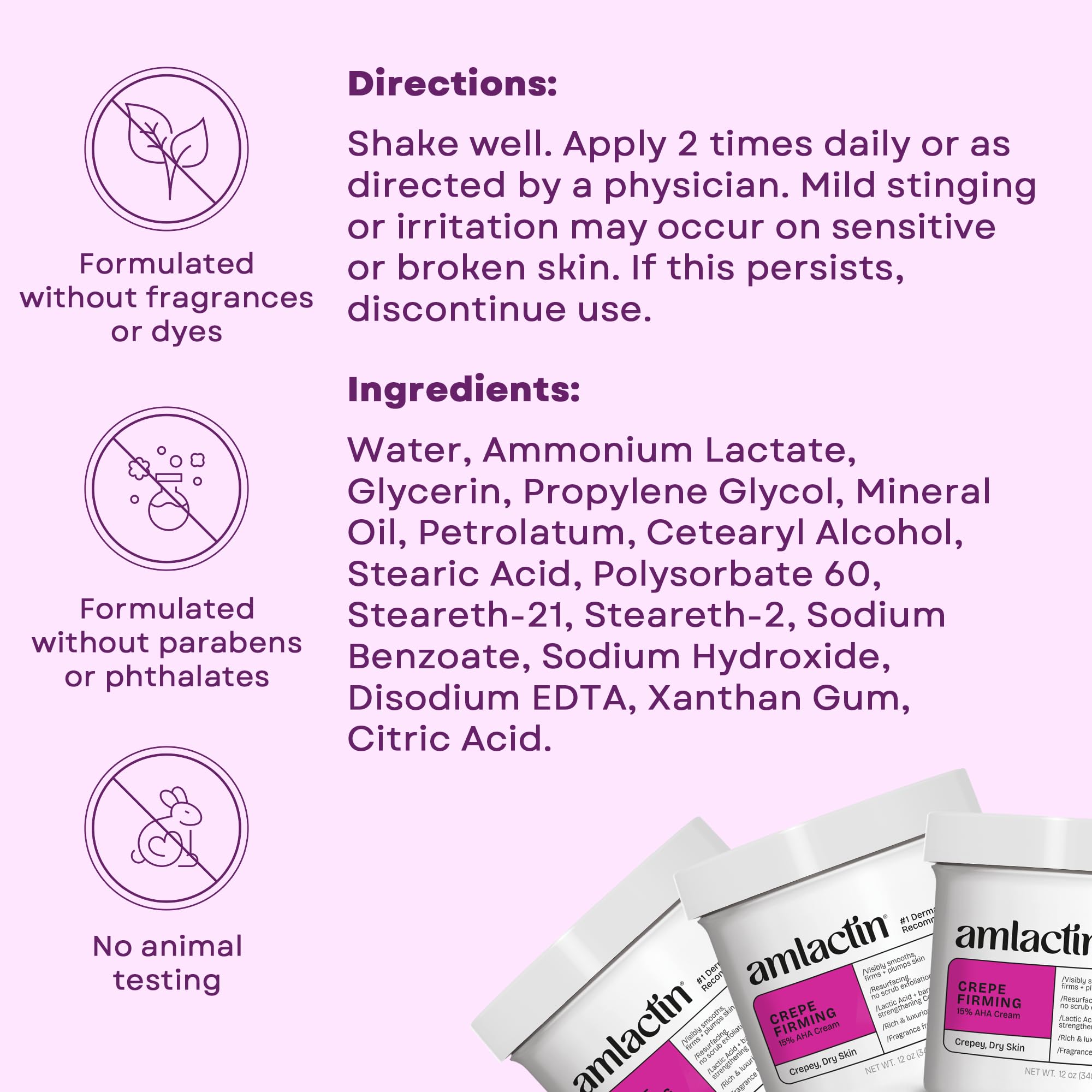 AmLactin Crepe Firming Cream - Therapeutic Skin Tightening Cream for Body – No-Scrub Exfoliator and Moisturizer with 15% Lactic Acid AHA, 12 oz (Packaging May Vary)​