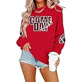 MYHALF Game Day Sweatshirt Football Shirts: Women Gameday Sequin Outfits Football Fan Game Day Shirt Long Sleeve Casual Tops