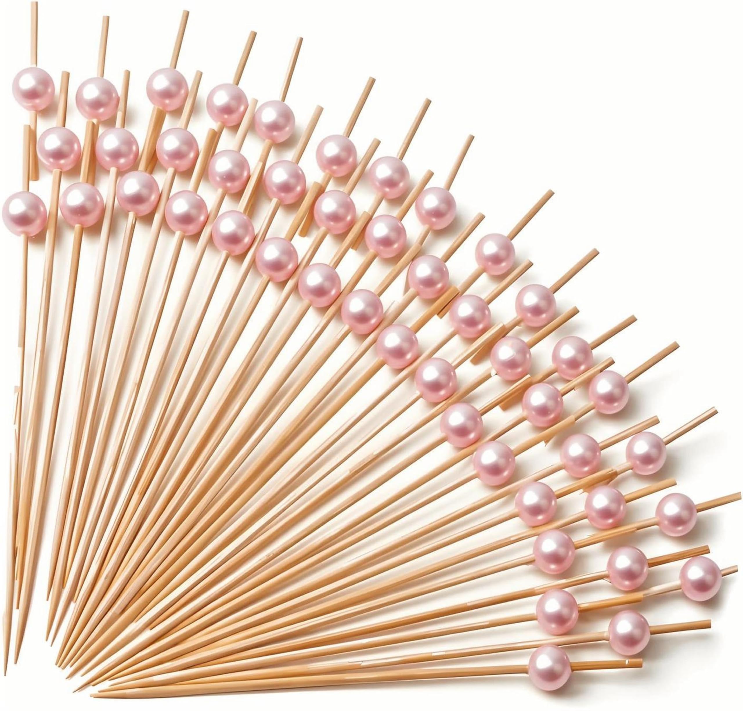 Photo 1 of 100PCS Cocktail Picks, Decorative Skewers for Appetizers Drinks Party Fruit, Fancy Toothpicks for Appetizers, 4.7 Inch Long Wooden Bamboo Gold Pink Food Sticks Charcuterie Boards Accessories