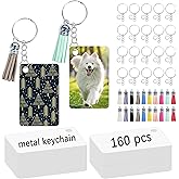 GEKIXUTP 160 Pcs metal Sublimation Keychain Blanks Bulk,Double Sided Sublimation Blanks Keychain Heat Transfer Keychain Blanks with Tassels,Sublimation Ornament Blanks key chain