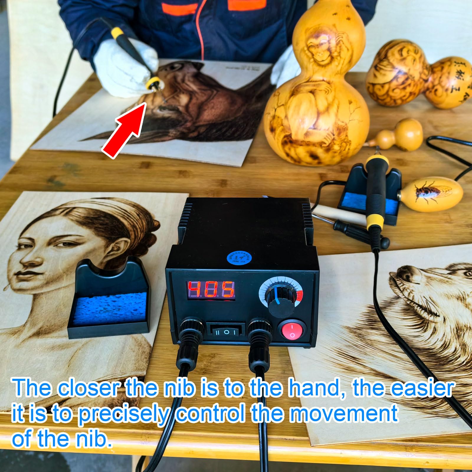 FIRElood LH30 Wood Burning Kit, Digitally Adjustable Temperature Wood Burner Pen Kit, Wood Burning Tool, Professional Wood Burner Tool Kit for Adults and Beginners Craft (LH30-2 New)