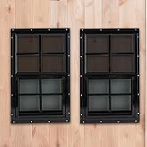Shineforu 14" x 27" Black Shed Windows 2 Pack,Small Windows with Tempered Glass - Flush Mount | Ultimate Choice for Chicken Coop, Greenhouse, Garage, Playhouse