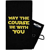 Wolf Golf Towels May The Course Be with You Golf Towel | Embroidered in USA | Golf Accessories for Men or Women