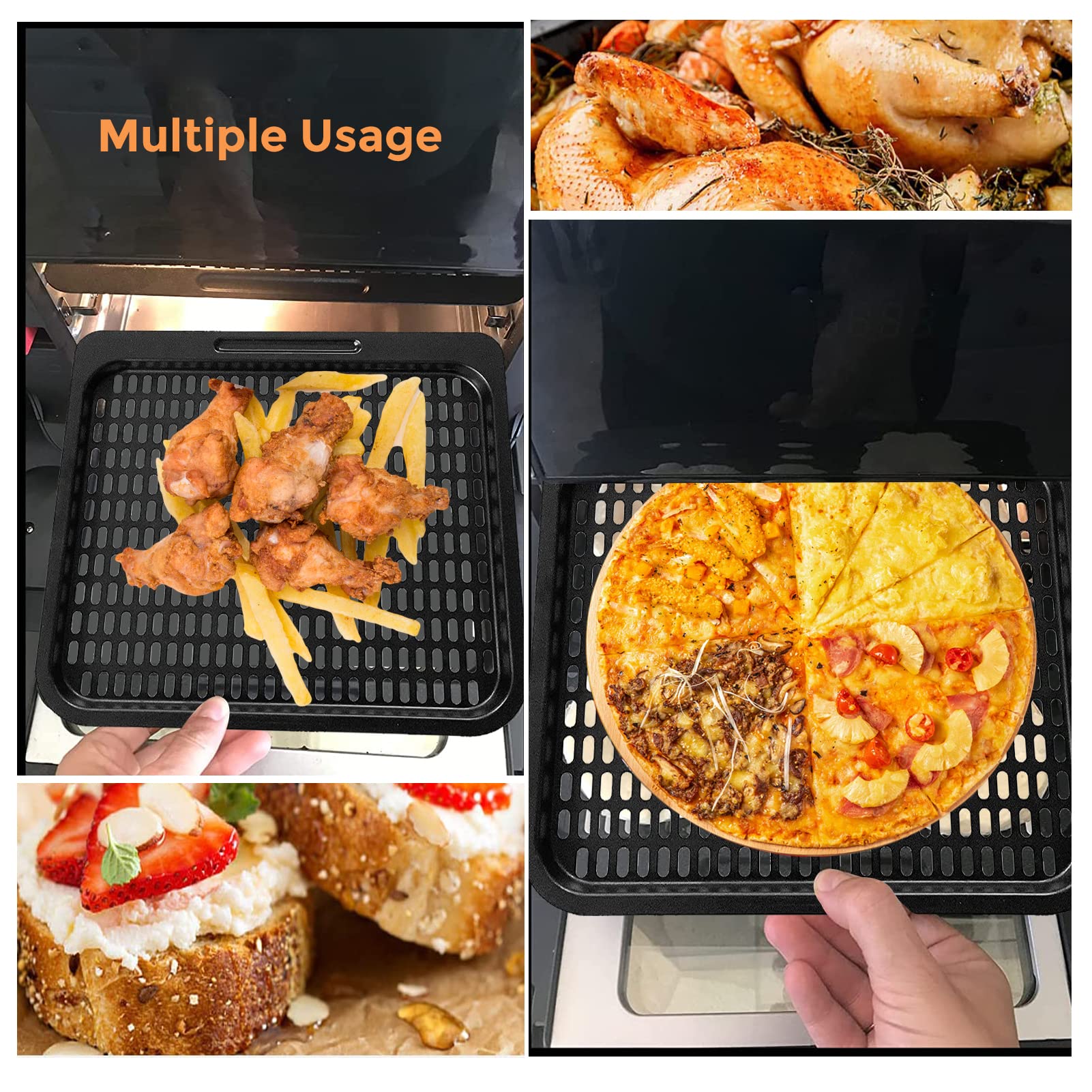 Air Fryer Cooking Tray for Instant Vortex Plus10 Quart, 2 PCS Food Grade Nonstick Replacement Rack Parts Grill Pan Crisper Plate, Dishwasher Safe