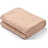 Huxie Organic Cotton Blanket 30" x 40" - Pointelle Knitted Baby Blankets for Boys and Girls - Light and Soft Blanket for Babies (Blush)