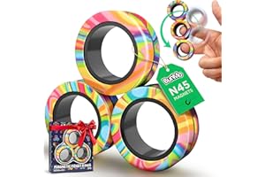 BUNMO Magnetic Rings Stocking Stuffers for Teens - Fidget Toys Adults - Stocking Stuffers for Boys - Magnetic Fidget Rings - Improved Stronger Magnets - Great Teen Gift - Multicolor