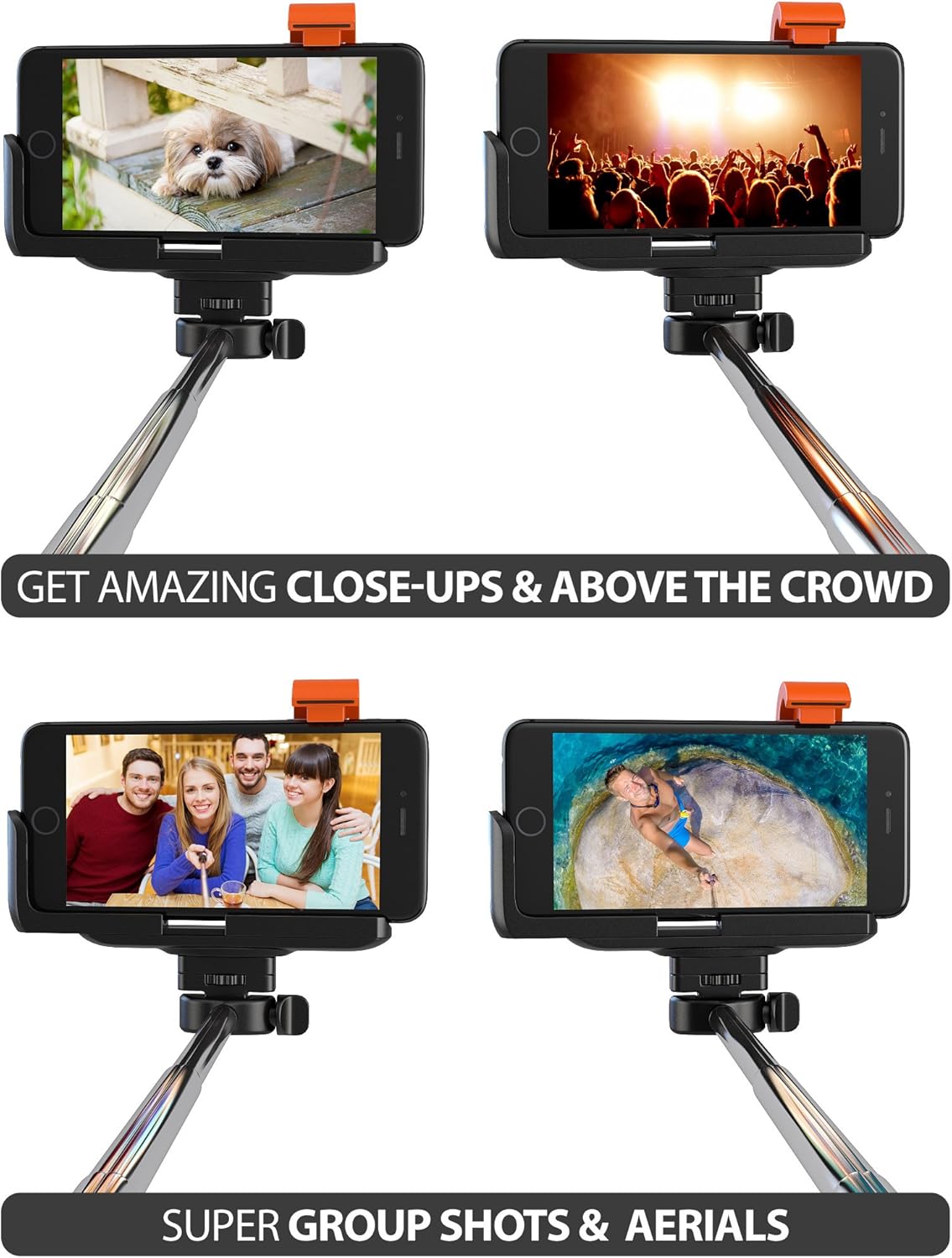 Premium 5-in-1 Bluetooth Selfie Stick for iPhone 11 10 XR XS X 8 7 6 5, Samsung Galaxy S10 S9 S8 S7 S6 S5 (Android 4.3+) - No Apps, No Downloads, No Batteries Required