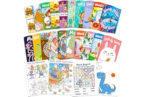 Elfew 20Pack Small Activity Books for Kids Age 4-8,8-12, Kid Party Favour Gift,Over 280 Different Games, Challenging Activiti