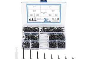 wugongshan 420 Pcs M3 Self Tapping Wood Screws Assortment Kit, Flat Head Phillips Drive Countersunk Head Screws, Cabinet Drywall Carbon Steel Screws Black Assortment Fasteners Kit
