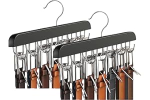 Hanger Belt Organizer, Wood Organizer with 14 Hooks, Upgraded 360 Degree Rotating, for Closet Organizers and Storage for Belt