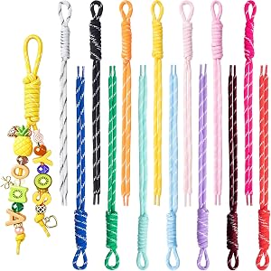 Kyckeif Striped Braided Paracord Keychain, Woven Rope Key Chain Charm, Paracord Bag Charm