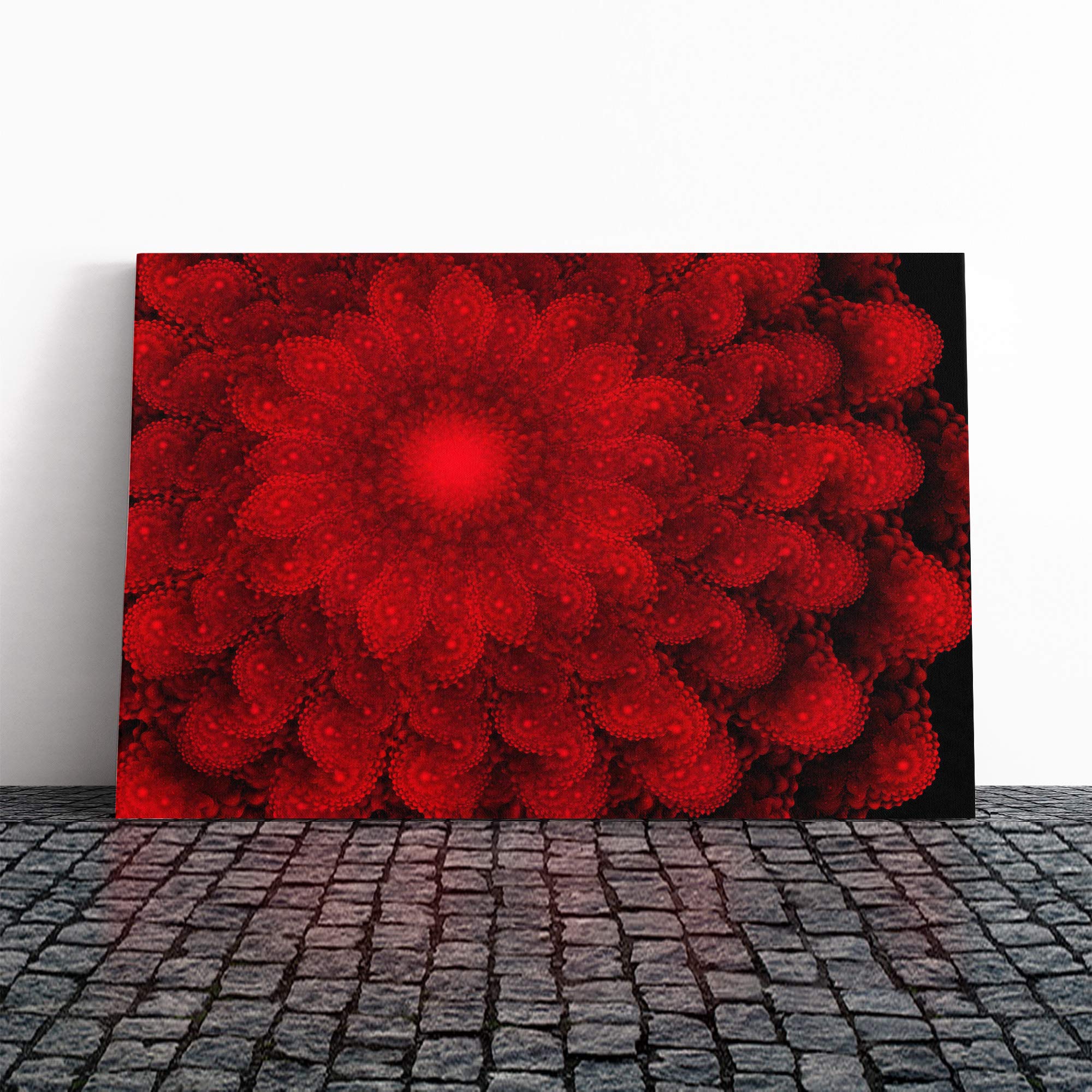 Red Fractal Abstract (2) Canvas Print | Gallery Wrapped 30mm Frame Wall Art | 20x14 inches | Ready to Hang | Abstract Picture | Living Room Bedroom Lounge Office