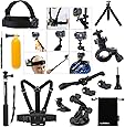 Luxebell® Zubehör Kit für Sony Action Cam HDR-AS15 / AS20 / AS30V / AS100V / AS200V / Sony Action Cam HDR-AZ1 Mini Sony FDR-X1000V / W 4K-Kameras, Helm Schlaufenhalterung + Handheld Monopod ausdehnbarer Teleskop Pole + Brustgurt Berg + Floating-Handgriff-Griff + Fahrrad-Lenkstange-Einfassungs-Halter + Car Saugnapf + Flexible Stativ + Aufbewahrungstasche
