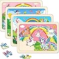 Puzzles for Kids Ages 4-6, 4 Pack Wooden Jigsaw Puzzles 24 Pieces The Castle Puzzle Preschool Educational Learning Toys Set for Boys and Girls