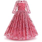 Flower Girls Long Lace Bridesmaid Dress 3/4 Sleeves Floor Length Wedding Party Evening Formal Pegeant Maxi Tulle Ball Gowns