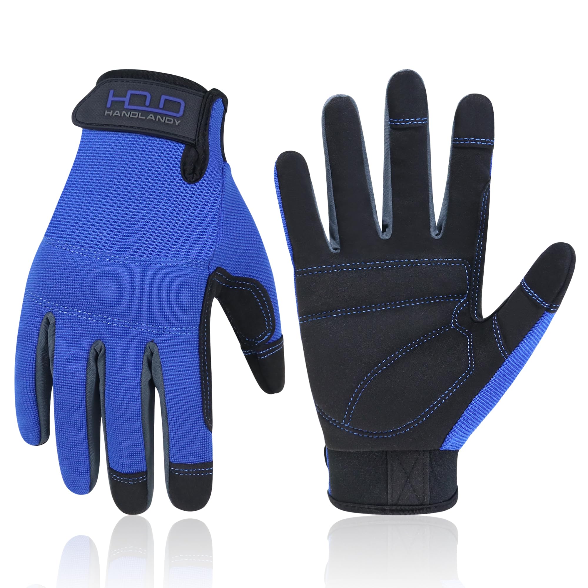 HLDD HANDLANDY Mens Firm Grip General Utility Light Work Gloves, Mechanic Gloves Touchscreen for Men, Light Duty Safety Work Glove