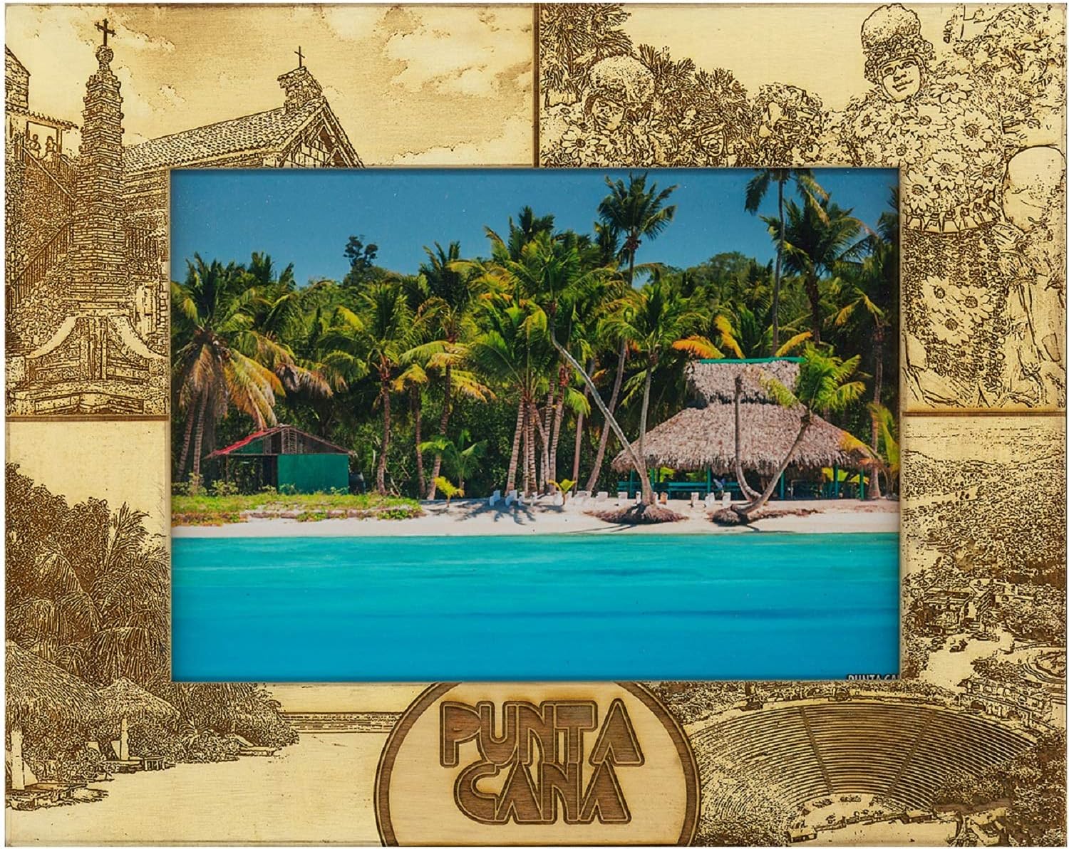 Punta Cana Laser Engraved Wood Picture Frame (5 x 7)