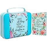 Faithful Hers Bible Covers for Women 2pcs Bible Case Set with Notebook Church Bag Bible Study Book Case with Handle Lightweight Nylon Carrying Bags Christmas Gift